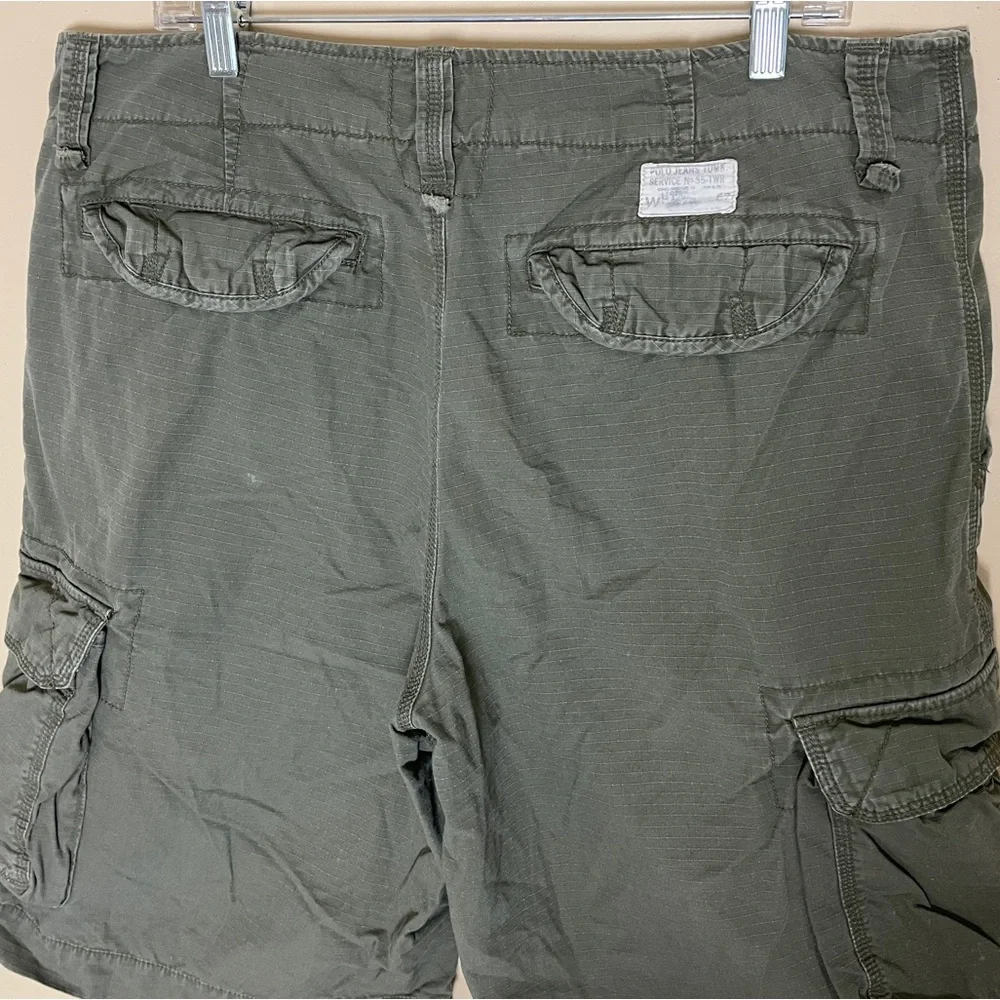 POLO Jeans Co. Ralph Lauren Cargo Shorts Men's 36 Green Ripstop Fatigue Utility